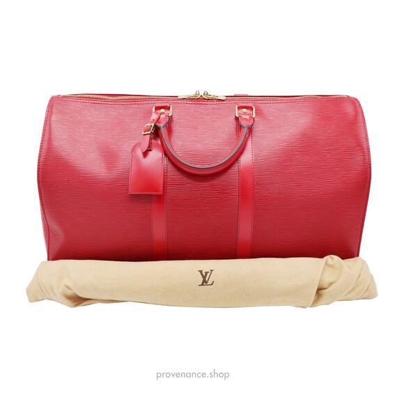 🔴 Keepall 50 Bag - Red Epi Leather - Picture 1 of 16